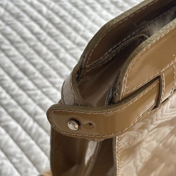 Barneys New York Large Vintage Tote Patent Leather Work Camel Made in Italy - Picture 4 of 13